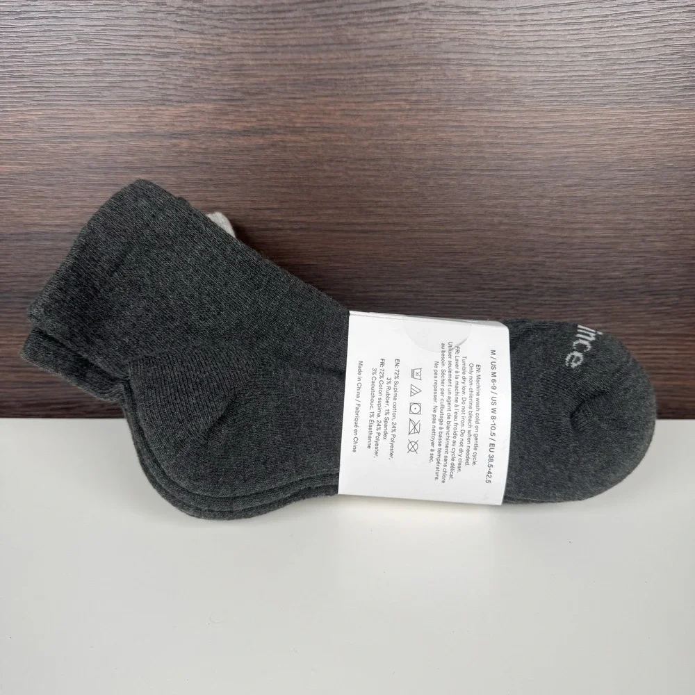 QUINCE Everyday Cotton Quarter Socks 4 Pack Gray / Charcoal   M 6-9    W 8-10.5